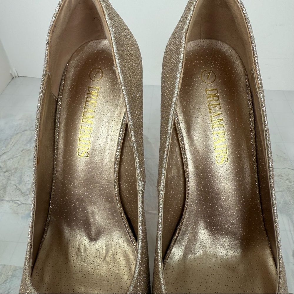 Dream Pairs Elegant Gold Metallic High Heel Platform Dress Pumps Sz 7-Swan 30 - Picture 3 of 13